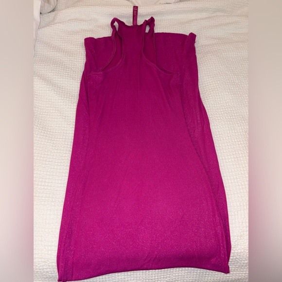SKIMS Pink Soft Lounge Shimmer Maxi Dress in Fuchsia Foil Magenta  - Size Large - Picture 11 of 16